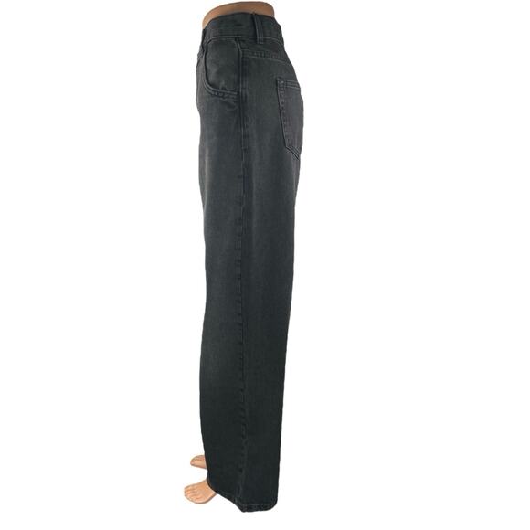 Mango MNG Women's Black Straight Wide Leg High Waist Denim Jeans Pants Size 6 - Picture 2 of 4